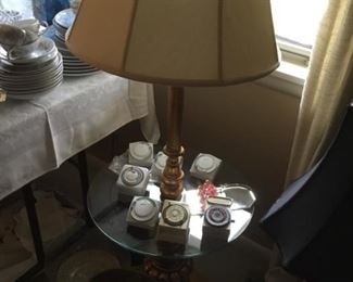 End table, lamp and home decor
