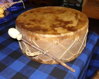 L12=Indian drum  (late 20th C.) 14"W x  6"H:  $55.