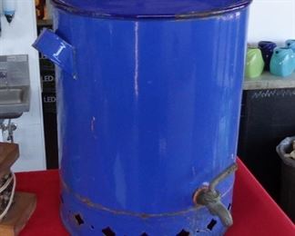 L151=Vintage blue enamelware urn (14.5"):  $ 55.