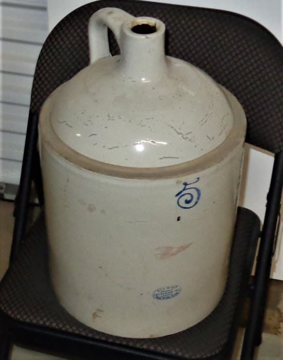 L4= Red Wing 5 gallon stoneware jug ( minor foot and lip chips ):  $70.