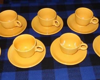 L105=Group of Fiesta yellow cups(7) & saucers(8):            $ 44./ lot