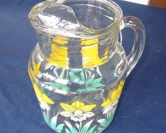L132=Vintage lemonade pitcher (daffodils):  $ 19.
