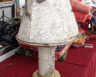 L87=Rustic birch lamp with birchbark shade (26"):        $ 69.