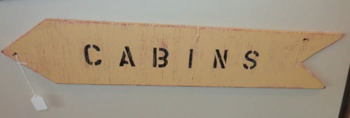 L203=Stenciled "Cabins" sign (not old, 31"L):  $5.