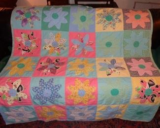 L35=Unusual vintage 2 sided quilt (55"x78"):  $79.                          ( see following photo )