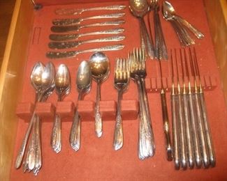 Nobility plate silver plate flatware-service for 6 with 6 extra teaspoons, individual butters, seafood forks and demitasse spoons