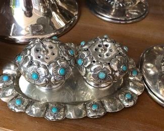 Sterling and Persian turquoise salt and pepper
