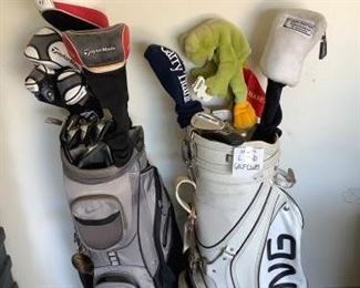 2 Sets of Men's Left-handed Golf Clubs and Bags