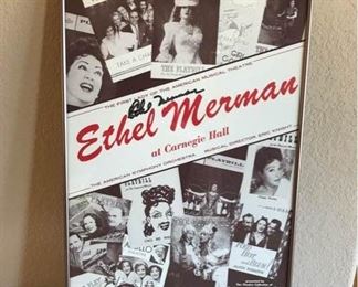 Rare signed poster, Ethel Merman at Carnegie Hall. 