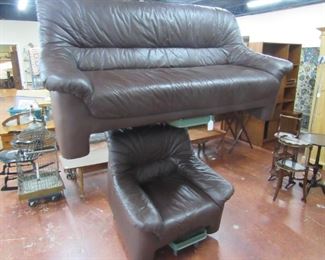 Matching leather couch and chair