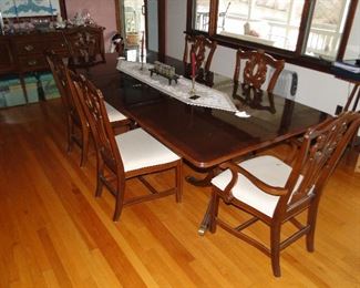 Cherry formal dining table with chairs