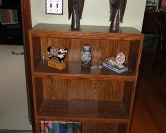 Bookcase and Jim Shore figurines