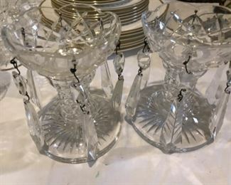 Irish Waterford candlesticks with crystal drops