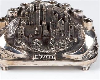 A STERLING SILVER HANUKKAH LAMP BY HENRYK WINOGRAD