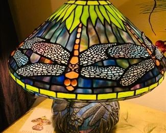 Tiffany Brand Stained Glass Lamp with Dragonfly
