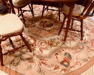 Hooked Rug with Chickens