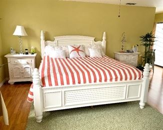 King size bed that is part of a like-new American Woodcrafters Bedroom set.