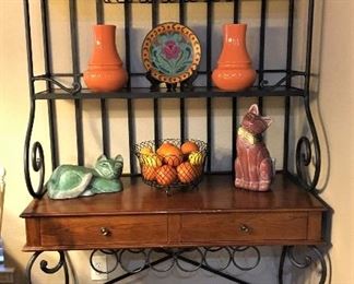 BAKERS RACK WITH WINE GLASS AND BOTTLE HOLDER