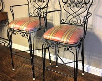 HIS AND HERS IRON SWIVEL BAR STOOLS