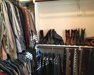 VERY NICE TOP DRAWER MENS CLOTHING, AND EXOTIC BOOTS, TONY LAMA & LUCCHESE, LIZARD, GATOR, OSTRICH AND MORE. LEATHER  AND CASHMERE JACKETS.