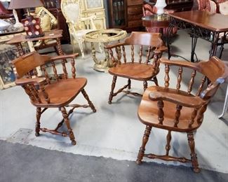 (3) Solid Wood Ethan Allen Captains Chairs