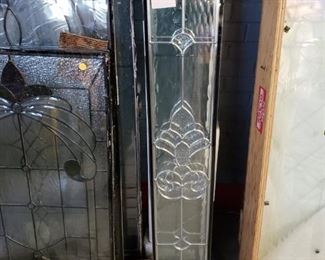 Assorted Stain & Leaded glass double sided low E panels 8"W x 48"H (2) available