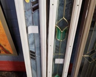 Assorted Stain & Leaded glass double sided low E panels 4" x 18" (3) Identical as shown on Left & (1) on Right