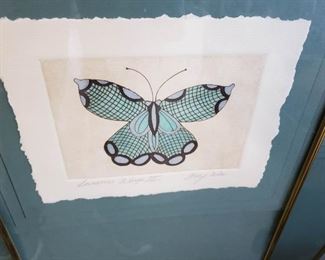 (3) Framed & Matted Tracy Wise Butterfly art 