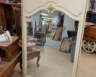 MCM Mid Century Cream Color Framed Mirror 32-3/8"W x 51"H  