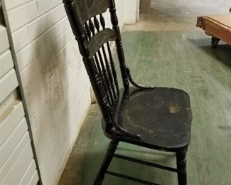 Vintage Style Black Painted Wood Spindle Back Side Chair  