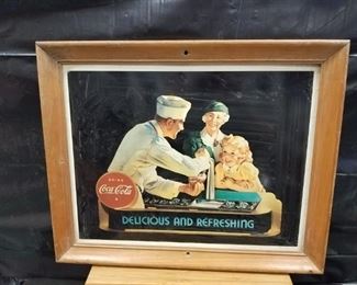 Vintage 1960's framed Coca Cola Tin sign