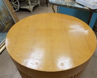 Round Blonde Wood  Barrel Table 20"Diameter x 20"H