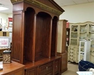 2 pc. Cherry Lighted China Cabinet & Hutch with 8 glass shelves 63.25"W x 22"D x 95"H at Tallest part