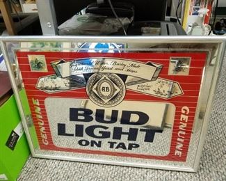 Vintage Framed Bud Light on Tap Mirror