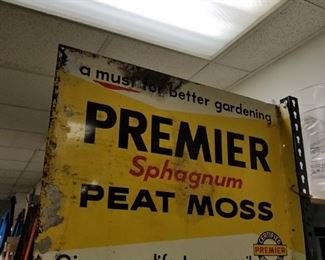 Antique Porcelain Enamel Premier Sphagnum Peat Moss Double Sided Sign