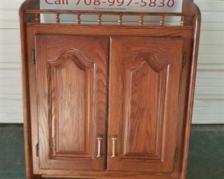 Solid Oak Bathroom Wall Mount cabinet with Towel Bar 25.5"W x 36"H x 8"D 