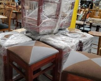 Gar Furniture Solid Cherry 31"H 2 toned gray & brown nova suede top square bar stools (9) Available 