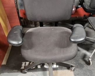 Vintage Haworth Black Fabric Office Chairs on wheels'