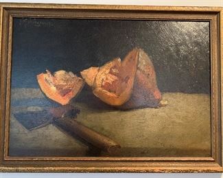 Original Oil on Canvas by Gutzon BORGLUM - Squash with Hatchet