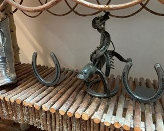 Bull Rider Horse Shoe Art by Nate Spoon