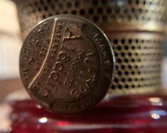 Antique Ruby RED Glass Lincoln Drape Aladdin Lamp