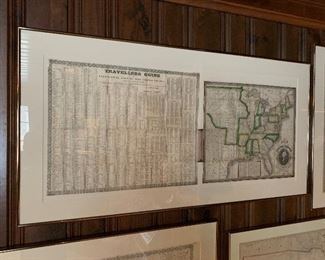 1835 Antique Map of the United States with Travelers Guide and Statistical View Published by J.L. Webster, New York