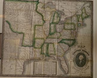 1835 Antique Map of the United States with Travelers Guide and Statistical View Published by J.L. Webster, New York