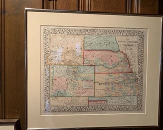 1800's Map of Kansas, Nebraska and Colorado. Also Showing Southern Portion of DACOTAH (Modern Day South Dakota).