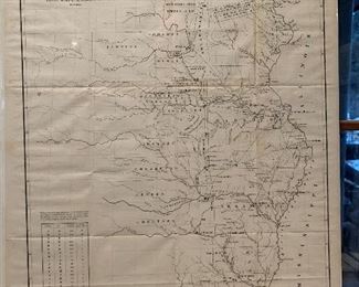 1838 Wester Frontier Map Showing Location of Indian Tribes 