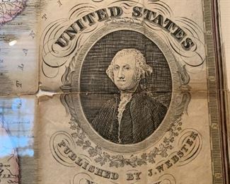 1835 Antique Map of the United States with Travelers Guide and Statistical View Published by J.L. Webster, New York