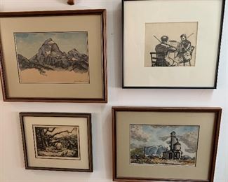 Grant Reynard Etchings and Water Color Paintings