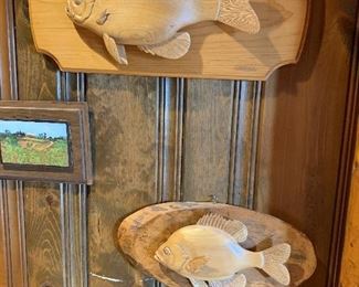 Hand Carved Signed Wooden Fish