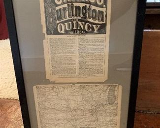 Vintage Burlington and Quincy Railroads Connections and Railroad Map