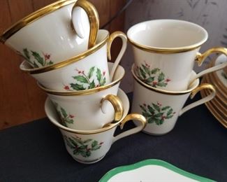 Lenox Holiday tea cups, part of a larger set
